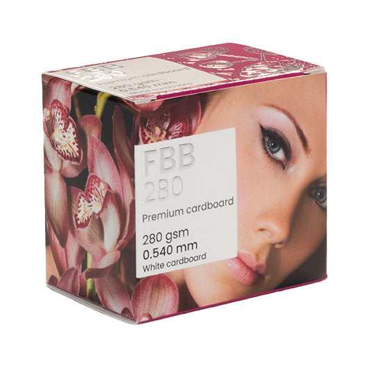 Premium cardboard box with a portrait of a woman.