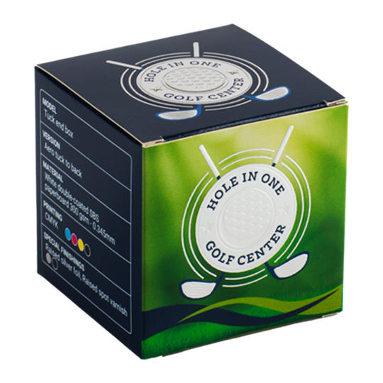 Blue and green cardboard box.