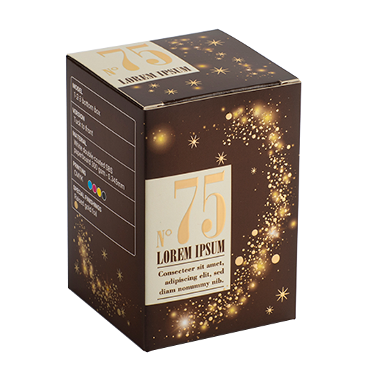 Interlocking base box with brown graphics and gold special finishes.