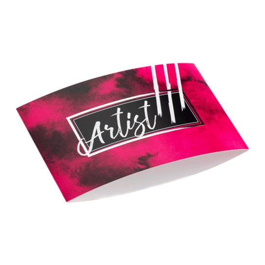 Flat band with black and fuchsia patterned design.