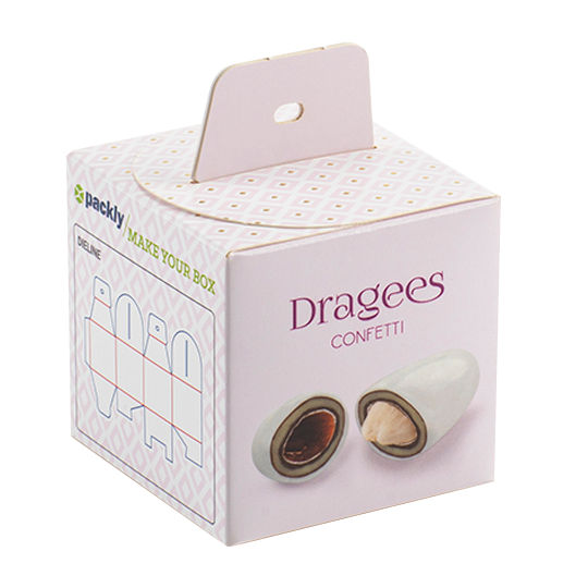 Pink box with graphics for confetti.