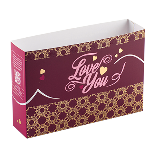 Purple box with icons and text, without a lid.