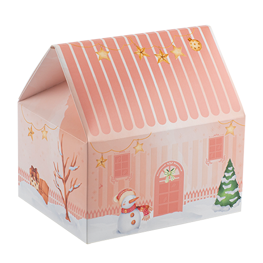 Pink house-shaped box.
