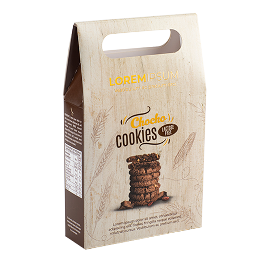 Partial accordion box with a cookie image.