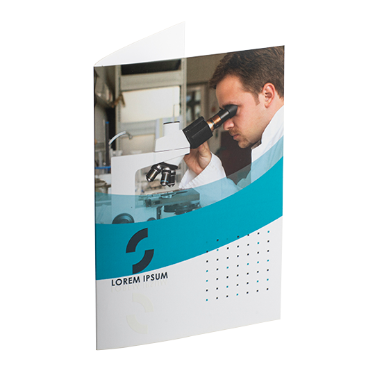 Flat folder with a photo of a man looking through a telescope.